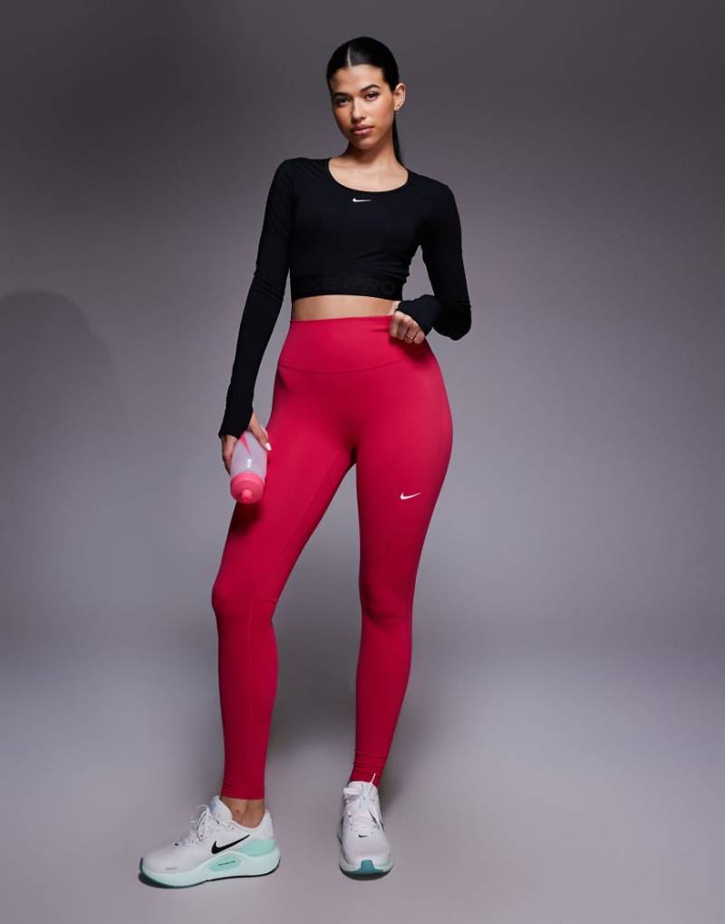 Nike Training - One Dri-FIT - Leggings in Rosa mit hohem Bund und nahtloser Vorderseite von Nike Training