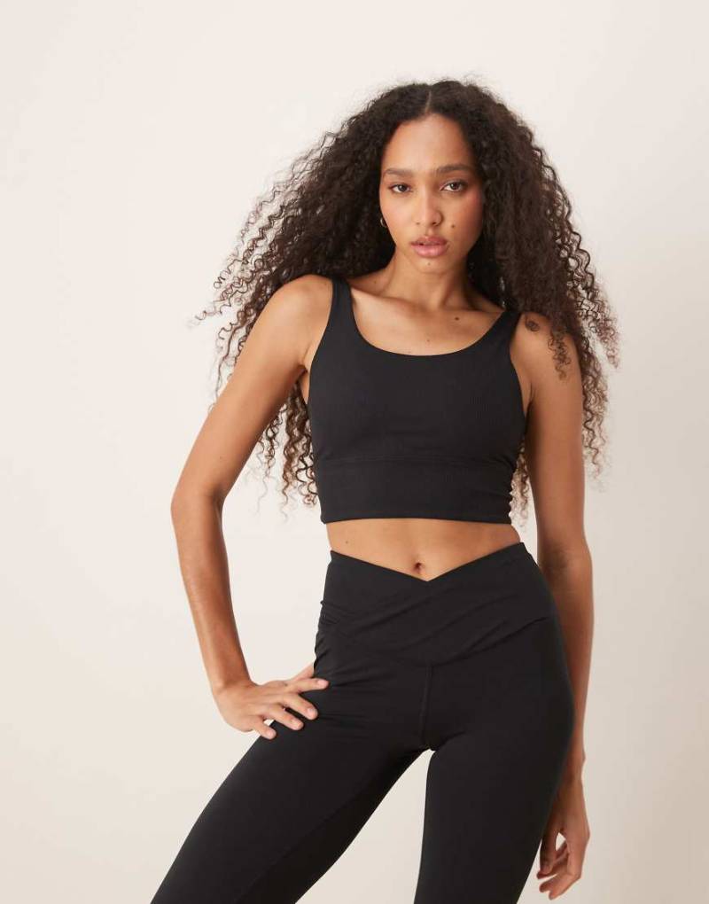 Nike Training - Zenvy Dri-FIT - Gerippter Sport-BH in Schwarz mit leichter Stützkraft von Nike Training