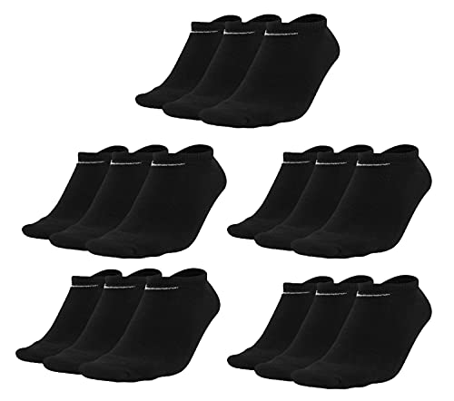 15 Paar Nike Sneakersocken Sneaker Füßlinge Socken no show SX2554 socks schwarz weiss grau, Größe:L, Farbe:Schwarz von Nike
