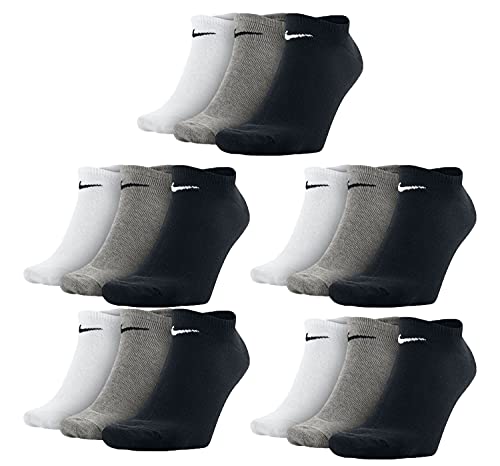 15 Paar Nike Sneakersocken Sneaker Füßlinge Socken no show SX2554 socks schwarz weiss grau, Größe:M, Farbe:Grau. Schwarz. Weiß von Nike