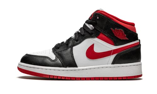 NIKE Air Jordan 1 Mid GS – Weiß/Gym Red-Black, Schwarz, 36.5 EU von Nike