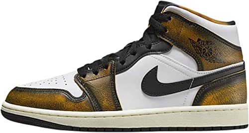 NIKE Air Jordan 1 Mid SE Herrenschuhe, Schwarz/Taxi-weißes Segel, 47.5 EU, DQ8417 von Jordan