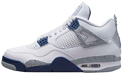 Air Jordan 4 Retro DH6927-140 Herren-Basketballschuhe, Größe 41, Weiß/Marineblau (White/Midnight Navy) von Jordan