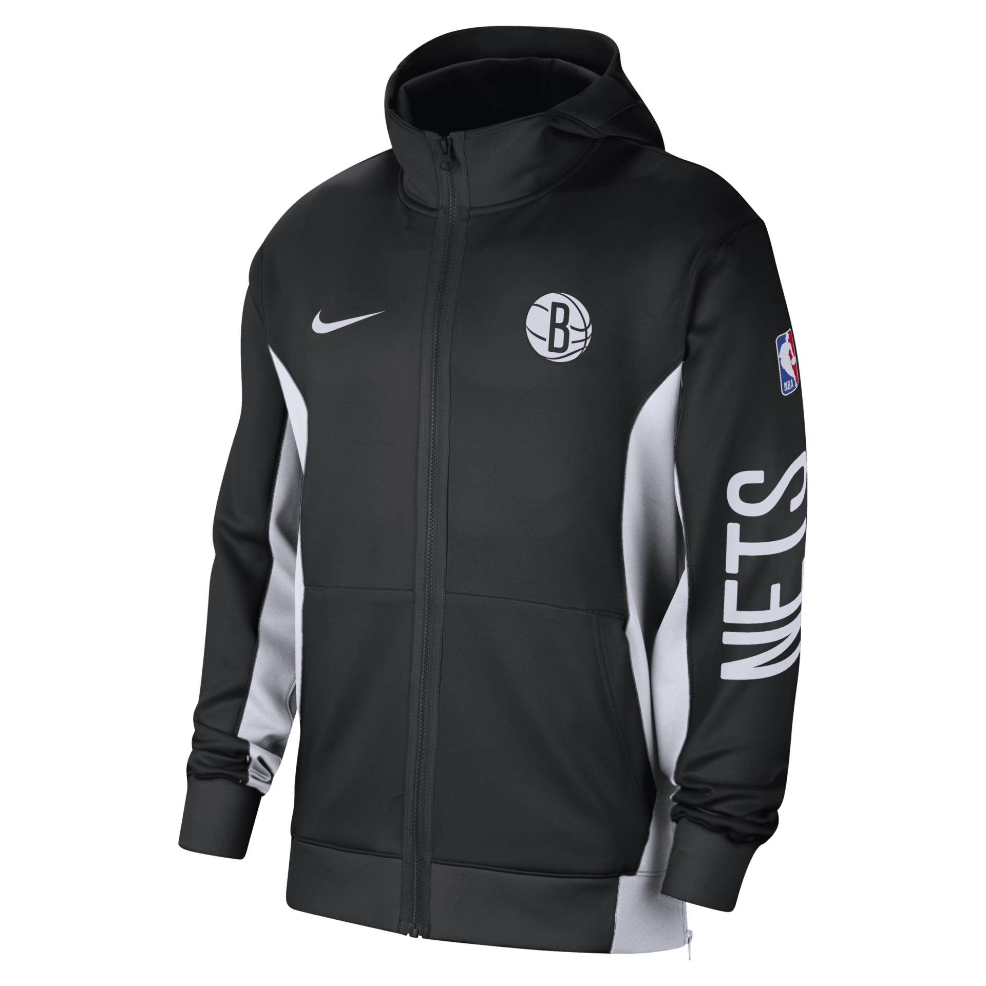 Brooklyn Nets Showtime Nike Dri-FIT NBA-Hoodie mit durchgehendem Reißverschluss für Herren - Schwarz von Nike