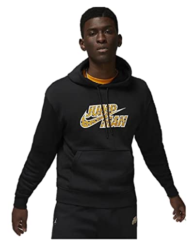 Jordan Herren Hoodie Flight MVP Jumpman Schwarz Code DQ8037-010, Schwarz/Weiß/Gelb, S von Nike