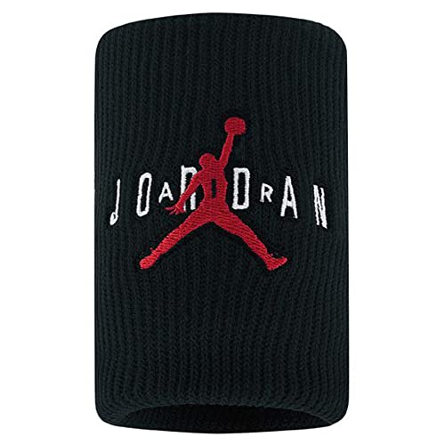 Jordan Jumpman Terry Wristbands Schweißbänder Tennis Basketball Sport (Schwarz - Weiß) Einheitsgröße, Schwarz und Rot., Einheitsgröße von Nike