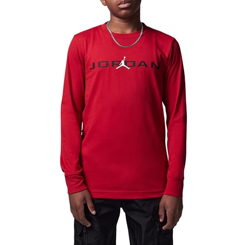 Jordan Jungen Langarm-T-Shirt Baseline Rot Code 95D668-R78, Rot/Schwarz/Weiß, 13-15 Jahre von Nike
