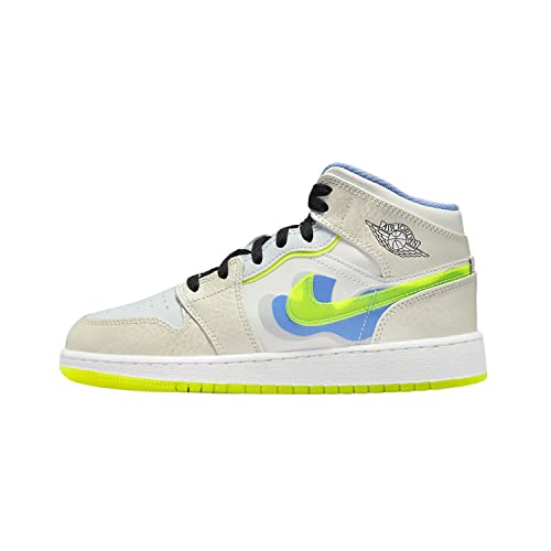 Jordan Preschool Jordan 1 Mid SE PS DC7249 103 Grau/Grün - Größe 13C, Platinum Tint/Volt-Blau, 5.5 US Big Kid von Nike