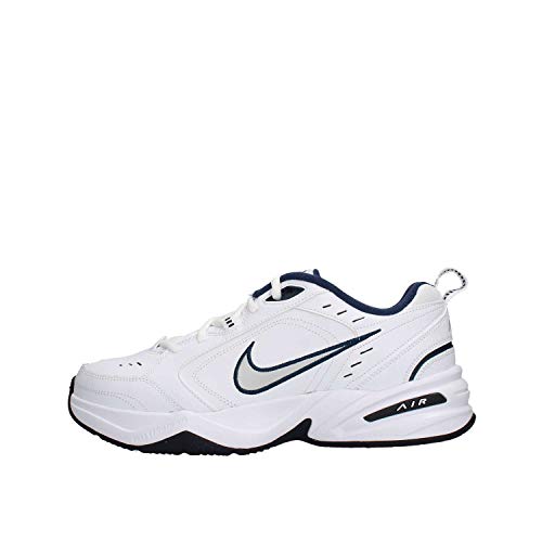 Nike Herren Air Monarch Iv Fitnessschuhe, Weiß Midnight Navy Metallic Silver, 44 EU Schmal von Nike