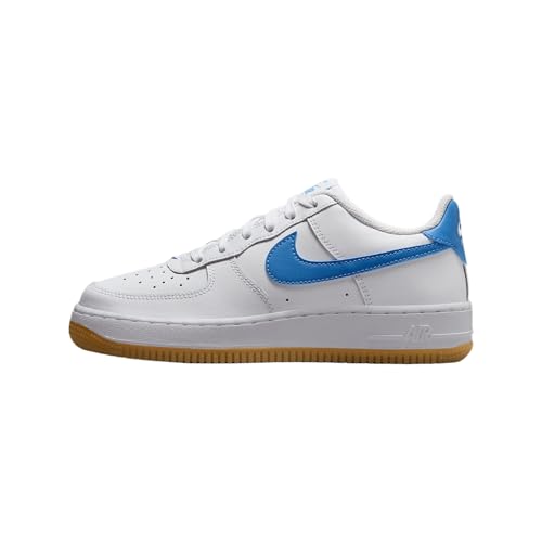 NIKE AIR Force 1 (GS) Sneaker, White Gum Light Brown Blue Beyond, 40 EU von Nike