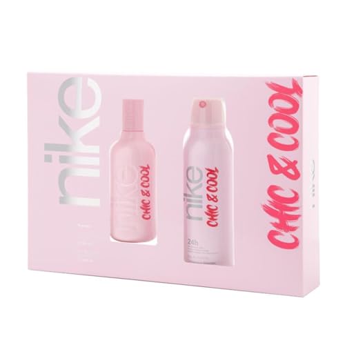 NIKE Chic & Cool Geschenkset für Damen, Eau de Toilette, 100 ml + Deodorant 200 ml, natürliches und weibliches Eau de Toilette, fruchtiger Duft, süßer, intensiver und langanhaltender Duft von Nike