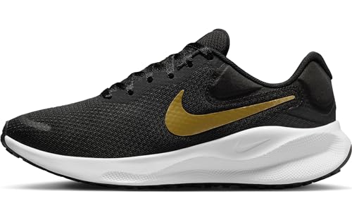 Nike Revolution 7 Straßenlaufschuh für Damen, Black/Metallic Gold-White-Dk Smoke Grey, FB2208-006, 38.5 EU (W 7.5 US) von Nike