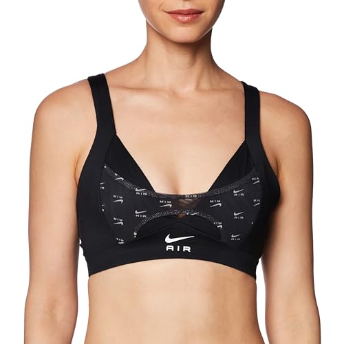 NIKE Damen W NK AIR DF INDY DEEP V Bra T-Shirt, schwarz/weiß, M von Nike