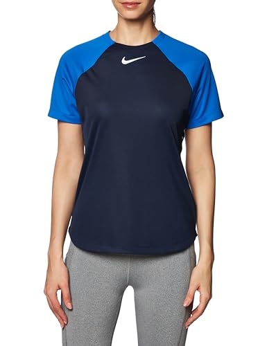 NIKE Damen W NK DF ACDPR SS TOP K T-Shirt, Obsidian/Royal Blue/White, L von Nike