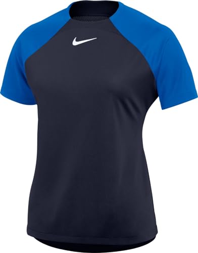 NIKE Damen W NK DF ACDPR SS TOP K T-Shirt, Obsidian/Royal Blue/White, S von Nike