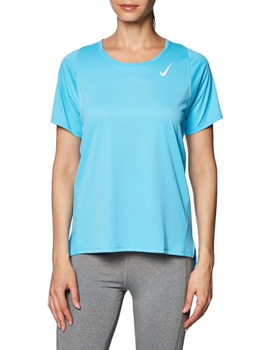 NIKE Damen W NK DF Race TOP SS T-Shirt, Baltisches Blau/reflektierendes Silber, M von Nike