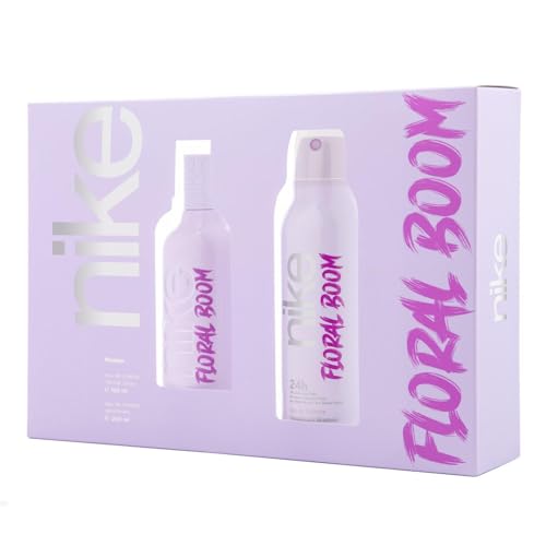 NIKE Floral Boom Geschenkset für Damen, Eau de Toilette, 100 ml + Deodorant 200 ml, natürliches und feminines Eau de Toilette, blumiger Moschus-Duft, süßer, intensiver und langanhaltender Duft von Nike