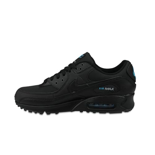 NIKE Herren AIR MAX 90 Sneaker, Black/Black-Laser Blue-Wolf Grey, 45.5 EU von Nike