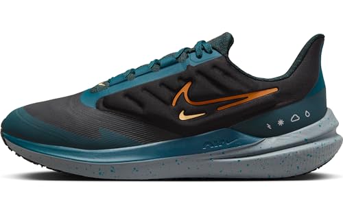 Nike Herren Air Winflo 9 Shield Laufschuh, Schwarz Orange Black Safety Orange Geode Teal, 44 EU von Nike