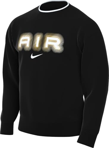 NIKE Homme M NSW SW AIR Crew FLC BB, Sweatshirt, Black/Metallic Gold, S von Nike