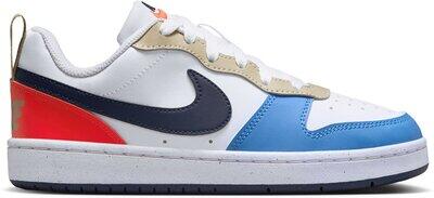 NIKE Kinder Freizeitschuhe COURT BOROUGH LOW RECRAFT (GS) WHITE/THUNDER BLUE-LT CRIMSON - Gr. - 39 von Nike