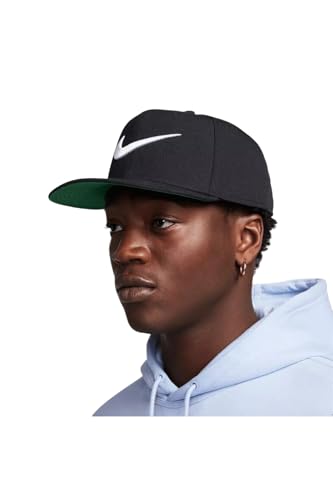 NIKE Verstellbare Baseballkappe, schwarz, weißes Swoosh-Logo, Größe S, Schwarz von Nike