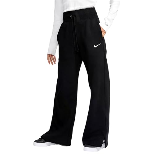 NIKE Women's W NSW PHNX FLC HR Wide Pants, Schwarzes Segel, M von Nike