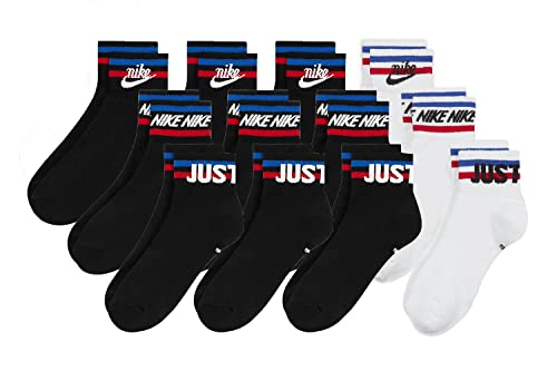 Nike 12 Paar Everyday Essential Ankle Sneakersocken Socken Quarter Unisex DX5080, Farbe:schwarz/schwarz/schwarz/weiss, Socken Neu:34-38 von Nike