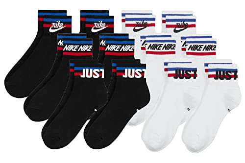 Nike 12 Paar Everyday Essential Ankle Sneakersocken Socken Quarter Unisex DX5080, Farbe:schwarz/schwarz/weiss/weiss, Socken Neu:46-50 von Nike