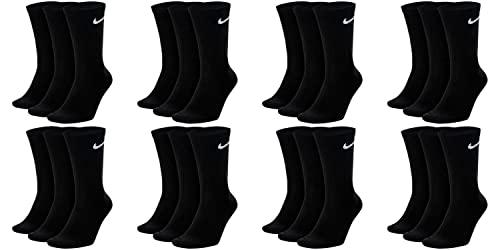 NIKE 12 Paar Everyday Lightweight Crew SX7676 Tennis Socke weiß schwarz grau, Farbe:Schwarz, Größe:38-42 von NIKE