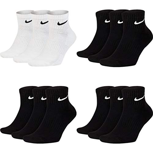 Nike 12 Paar Herren Damen Kurze Socke Knöchelhoch Weiß Schwarz Sparset SX7667 Sportsocken Größe 34 36 38 40 42 44 46 48 50, Größe:34-38, Sockenfarbe:3 Paar weiss 9 Paar schwarz von Nike