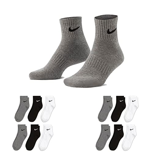 Nike 12 Paar Herren Damen Kurze Socke Knöchelhoch Weiß Schwarz Sparset SX7667 Sportsocken Größe 34 36 38 40 42 44 46 48 50, Größe:34-38, Sockenfarbe:4 Paar weiß / 4 Paar grau / 4 Paar schwarz von Nike