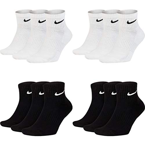 Nike 12 Paar Herren Damen Kurze Socke Knöchelhoch Weiß Schwarz Sparset SX7667 Sportsocken Größe 34 36 38 40 42 44 46 48 50, Größe:34-38, Sockenfarbe:6 Paar weiss 6 Paar schwarz von Nike