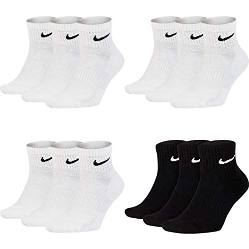 Nike 12 Paar Herren Damen Kurze Socke Knöchelhoch Weiß Schwarz Sparset SX7667 Sportsocken Größe 34 36 38 40 42 44 46 48 50, Größe:38-42, Sockenfarbe:9 Paar weiss 3 Paar schwarz von NIKE