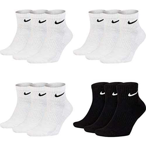 Nike 12 Paar Herren Damen Kurze Socke Knöchelhoch Weiß Schwarz Sparset SX7667 Sportsocken Größe 34 36 38 40 42 44 46 48 50, Größe:42-46, Sockenfarbe:9 Paar weiss 3 Paar schwarz von Nike