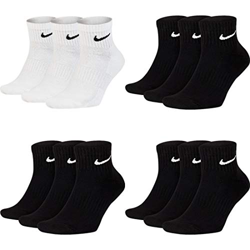 Nike 12 Paar Herren Damen Kurze Socke Knöchelhoch Weiß Schwarz Sparset SX7667 Sportsocken Größe 34 36 38 40 42 44 46 48 50, Größe:46-50, Sockenfarbe:3 Paar weiss 9 Paar schwarz von NIKE