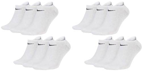 Nike Sneakersocken Socken 12 Paar Weiß Grau Schwarz Herren Damen Füßling, Farbe:Weiss, Socken Neu:38-42 von Nike