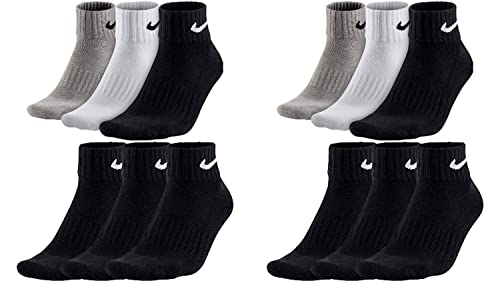 Nike 12 Paar Socken One Quater Socks Herren Damen Kurze Socke Knöchelhoch, Farbcode + Farbe:A50 6 Paar bunt 6 Paar schwarz, Größe:46-50 von Nike