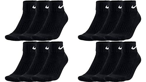 Nike 12 Paar Socken One Quater Socks Herren Damen Kurze Socke Knöchelhoch, Farbcode + Farbe:A52 12 Paar schwarz, Größe:38-42 von Nike