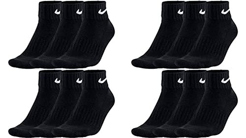 Nike 12 Paar Socken One Quater Socks Herren Damen Kurze Socke Knöchelhoch, Farbcode + Farbe:A52 12 Paar schwarz, Größe:42-46 von Nike