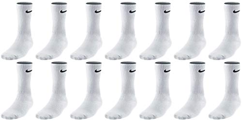 Nike 14 Paar Socken Lang Herren Damen Weiß oder Schwarz oder Weiß Grau Schwarz Tennissocken Set Paket Bundle, Größe:34-38, Sockenpakete:14 Paar weiss von Nike