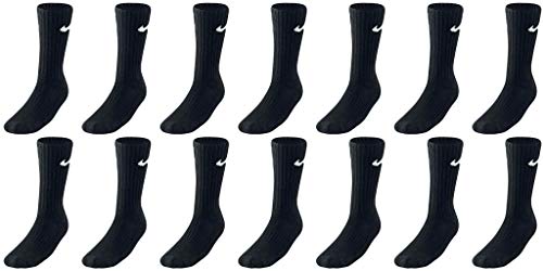 Nike 14 Paar Socken Lang Herren Damen Weiß oder Schwarz oder Weiß Grau Schwarz Tennissocken Set Paket Bundle, Größe:42-46, Sockenpakete:14 Paar schwarz von Nike