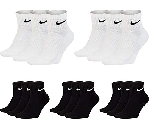 Nike 15 Paar Herren Damen Kurze Socke Knöchelhoch Weiß Schwarz Sparset SX7667 Sportsocken Größe 34 36 38 40 42 44 46 48 50, Größe:38-42, Sockenfarbe:6 Paar weiss 9 Paar schwarz von Nike