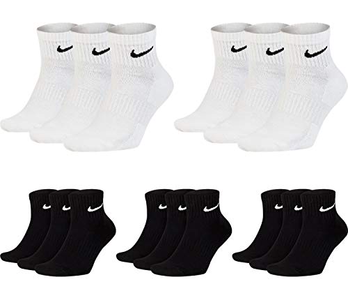 Nike 15 Paar Herren Damen Kurze Socke Knöchelhoch Weiß Schwarz Sparset SX7667 Sportsocken Größe 34 36 38 40 42 44 46 48 50, Größe:46-50, Sockenfarbe:6 Paar weiss 9 Paar schwarz von NIKE