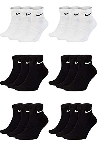 Nike 18 Paar Herren Damen Kurze Socke Knöchelhoch Weiß Schwarz Sparset SX7667 Sportsocken Größe 34 36 38 40 42 44 46 48 50, Größe:38-42, Sockenfarbe:12 Paar schwarz 6 Paar weiss von Nike