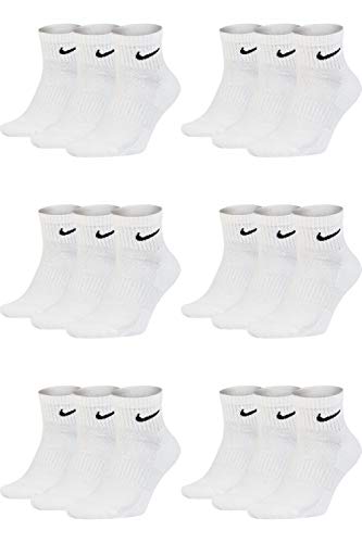 Nike 18 Paar Herren Damen Kurze Socke Knöchelhoch Weiß Schwarz Sparset SX7667 Sportsocken Größe 34 36 38 40 42 44 46 48 50, Größe:42-46, Sockenfarbe:18 Paar weiss von NIKE