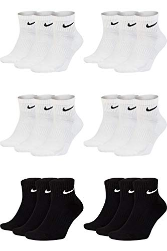 Nike 18 Paar Herren Damen Kurze Socke Knöchelhoch Weiß Schwarz Sparset SX7667 Sportsocken Größe 34 36 38 40 42 44 46 48 50, Größe:42-46, Sockenfarbe:6 Paar schwarz 12 Paar weiss von Nike