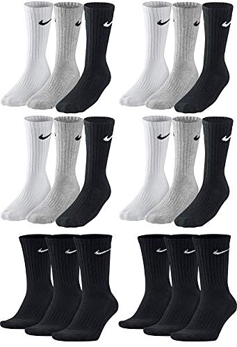 Nike 18 Paar Socken Herren Damen Sparset Tennissocken Sportsocken Laufsocken Paket Bundle SX4508 Weiß Schwarz Grau, Sockengröße:38-42, Farbe:grau/grau/schwarz von NIKE
