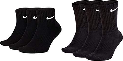 Nike 3 kurze und 3 lange Socken Sparset 6 Paar Weiß Schwarz oder gemischt, Farbe:Schwarz, Größe:42-46 von Nike