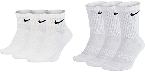 Nike 3 kurze und 3 lange Socken Sparset 6 Paar Weiß Schwarz oder gemischt, Farbe:weiß, Größe:38-42 von Nike